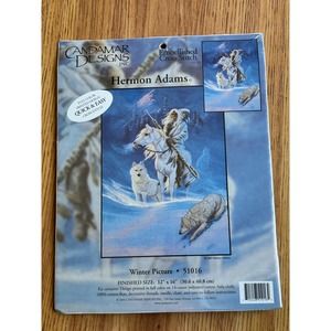Candamar Design Winter Picture Wolves Indian Cross Stitch Kit 51016 open package